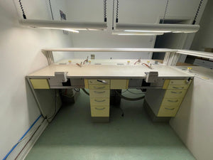 KaVo EWL 4 Arbeitsplatz, Arbeitstisch, Labortisch, mit 4 Stück DIALITE Laborlampe
